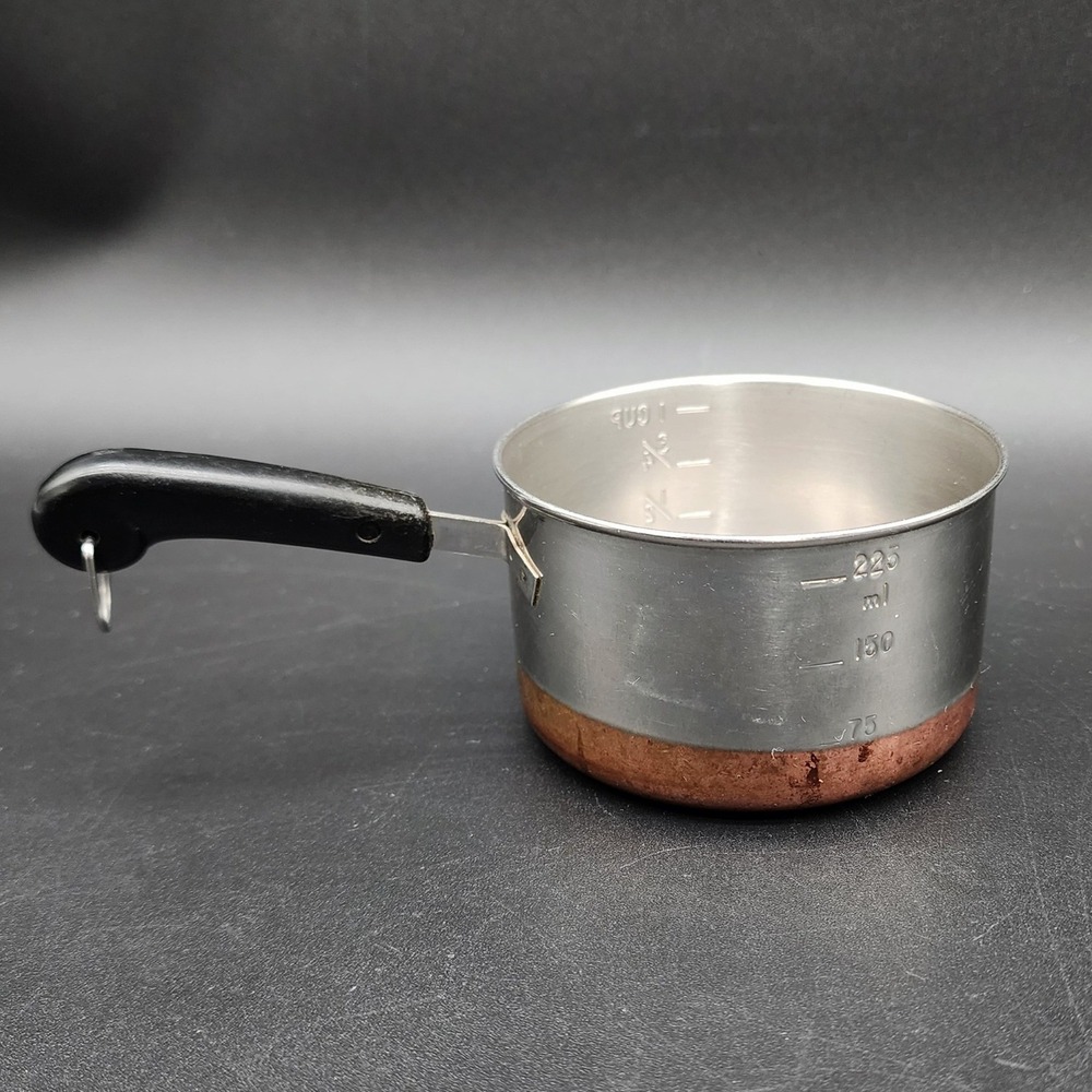 Revere Ware 1 Cup Silver Copper Bottom Mini Measuring Pot Vintage Kitchen Decor